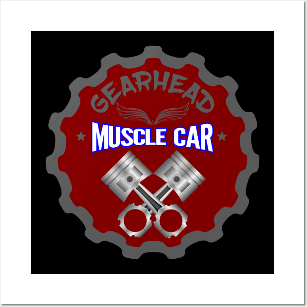 Gearhead Pistons Logo Muscle Car Wall Art by CharJens